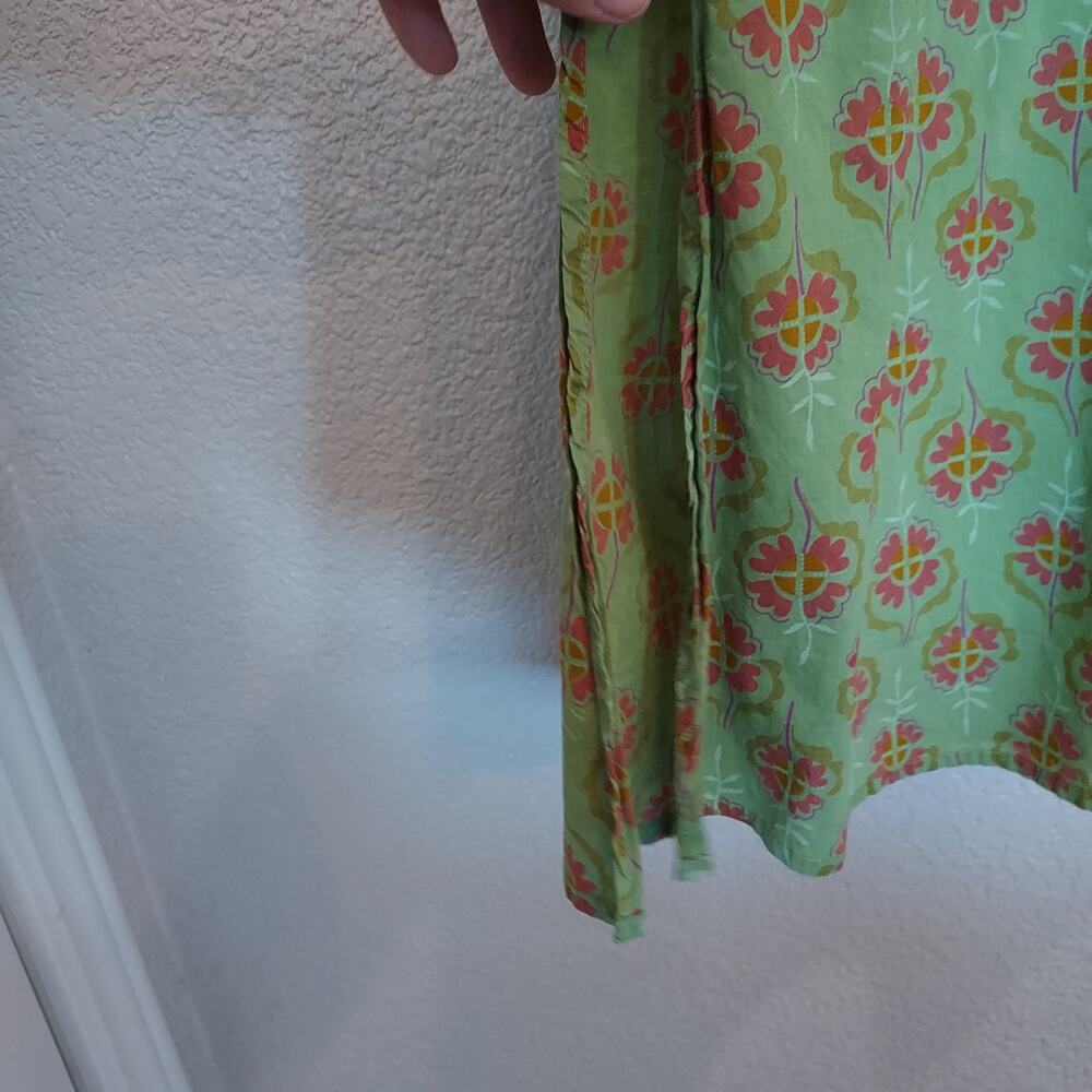 Gudrun Sjoden Moss Green Orange Floral Boho Sleeveless Scoop Neck Dress Size M - Picture 6 of 9